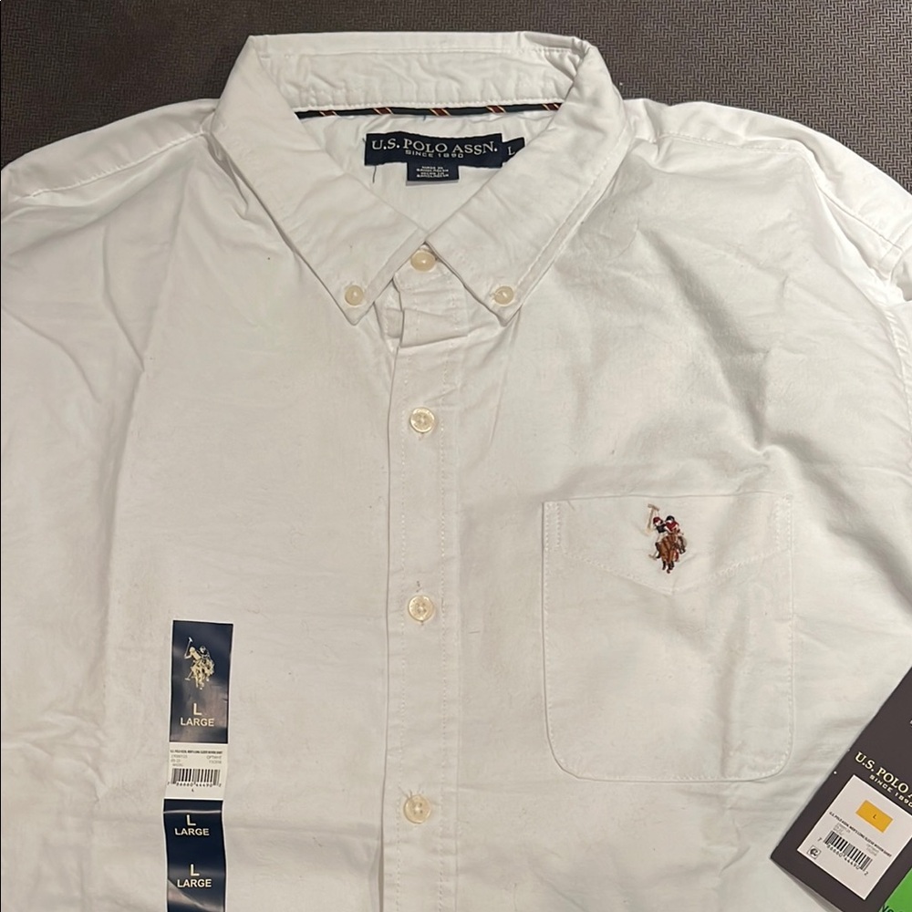 U.S. Polo Assn. White  Button Down Shirt size Large NWT